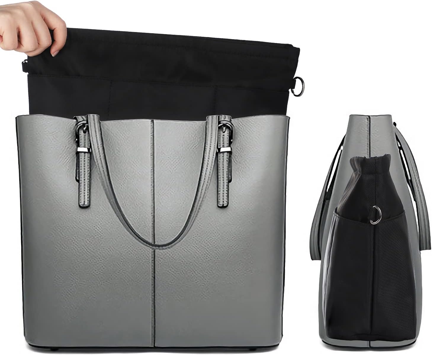 Sightor Handbag Organizer Nylon Purse Organizer Insert Bag Tote Shaper Bag in Bag(Black, Large) Sightor Handbag Organizer Nylon Purse Organizer Insert Bag Tote Shaper Bag in Bag(Black, Large)