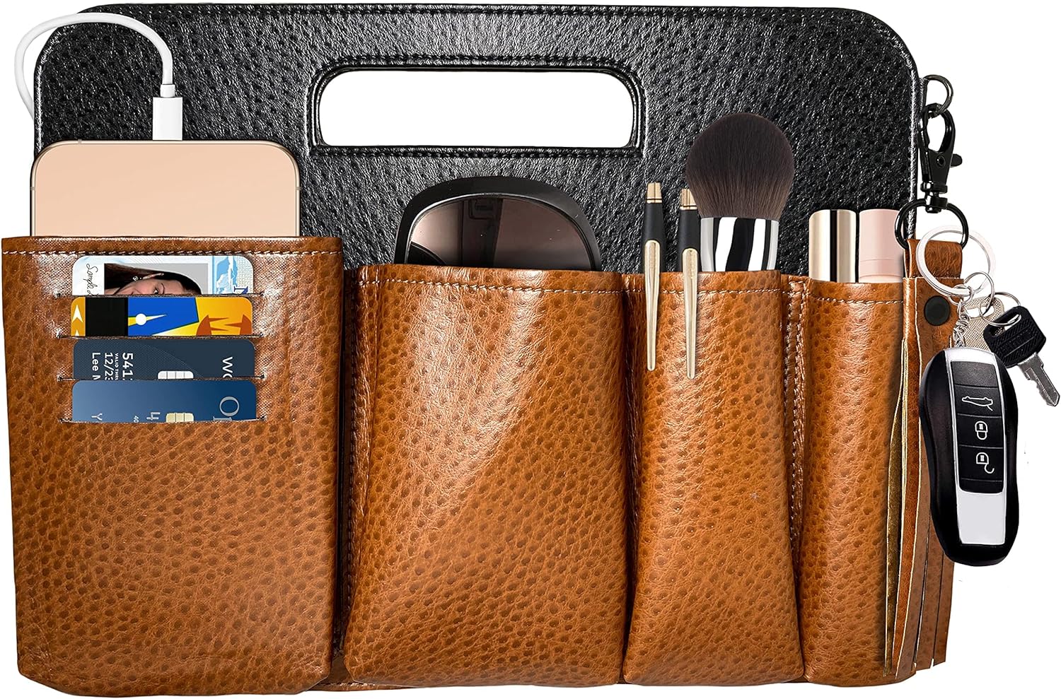 SMART CARRY Purse Organizer Insert with Handles, Handbag Tote Shaper, Made in USA, VEGAN Leather, ORGANIZER/WALLET SMART CARRY Purse Organizer Insert with Handles, Handbag Tote Shaper, Made in USA, VEGAN Leather, ORGANIZER/WALLET
