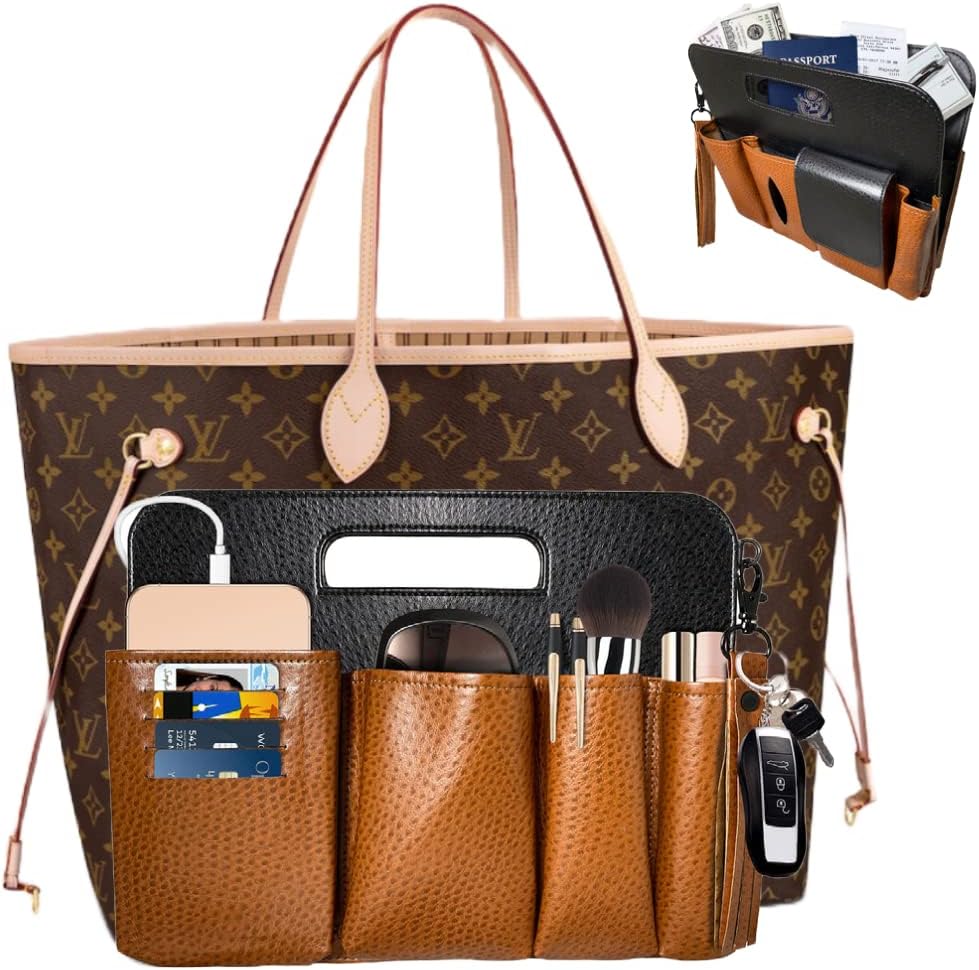 SMART CARRY Purse Organizer Insert with Handles, Handbag Tote Shaper, Made in USA, VEGAN Leather, ORGANIZER/WALLET SMART CARRY Purse Organizer Insert with Handles, Handbag Tote Shaper, Made in USA, VEGAN Leather, ORGANIZER/WALLET