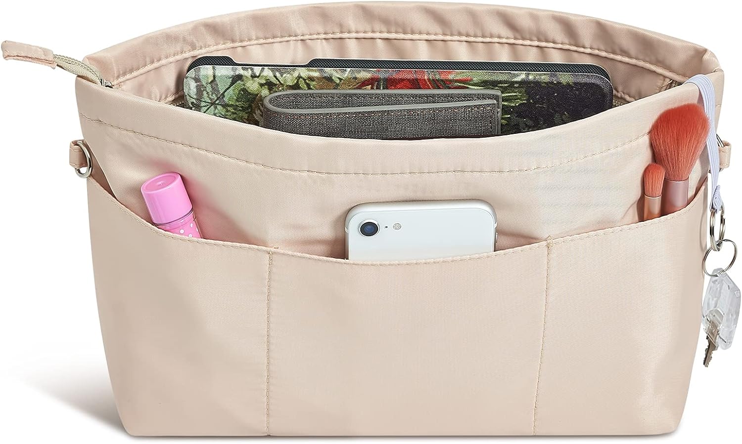 Vercord Premium Nylon Purse Organizer Tote Handbag Insert Organizers Bag in Bag Zipper 13 Pockets Beige Small Vercord Premium Nylon Purse Organizer Tote Handbag Insert Organizers Bag in Bag Zipper 13 Pockets Beige Small