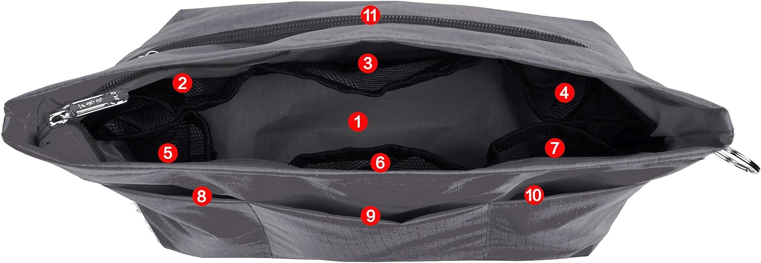 Vercord Purse Organizer Insert Bag Tote Handbags Pocketbook Inserts Organizers Zipper 11 Pockets Black Large