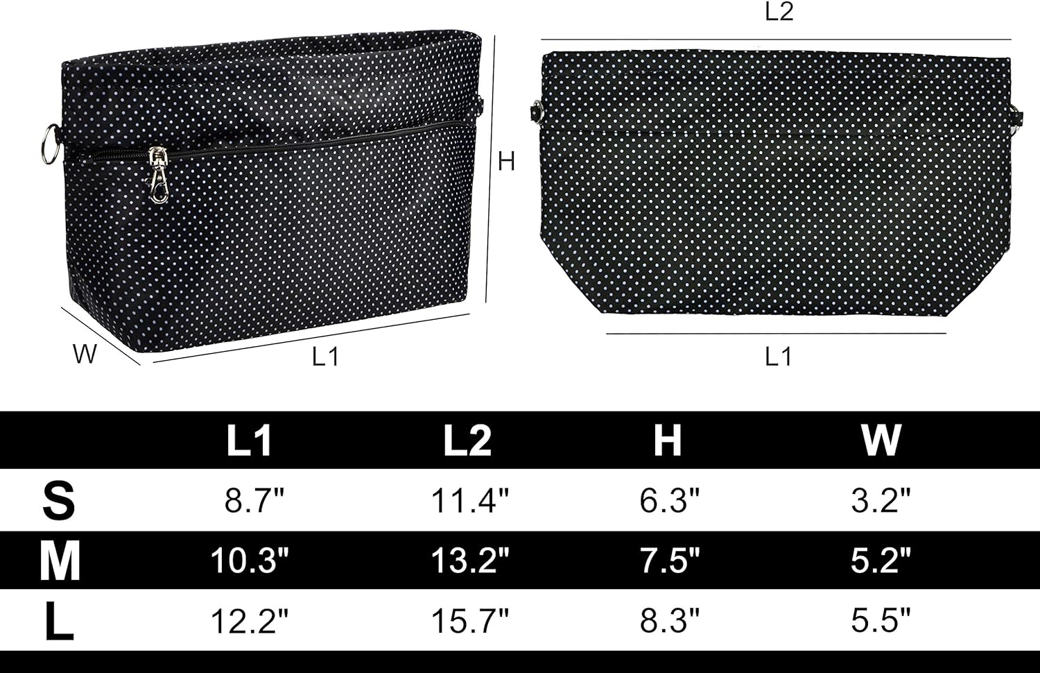 Vercord Purse Organizer Insert Bag Tote Handbags Pocketbook Inserts Organizers Zipper 11 Pockets Black Large