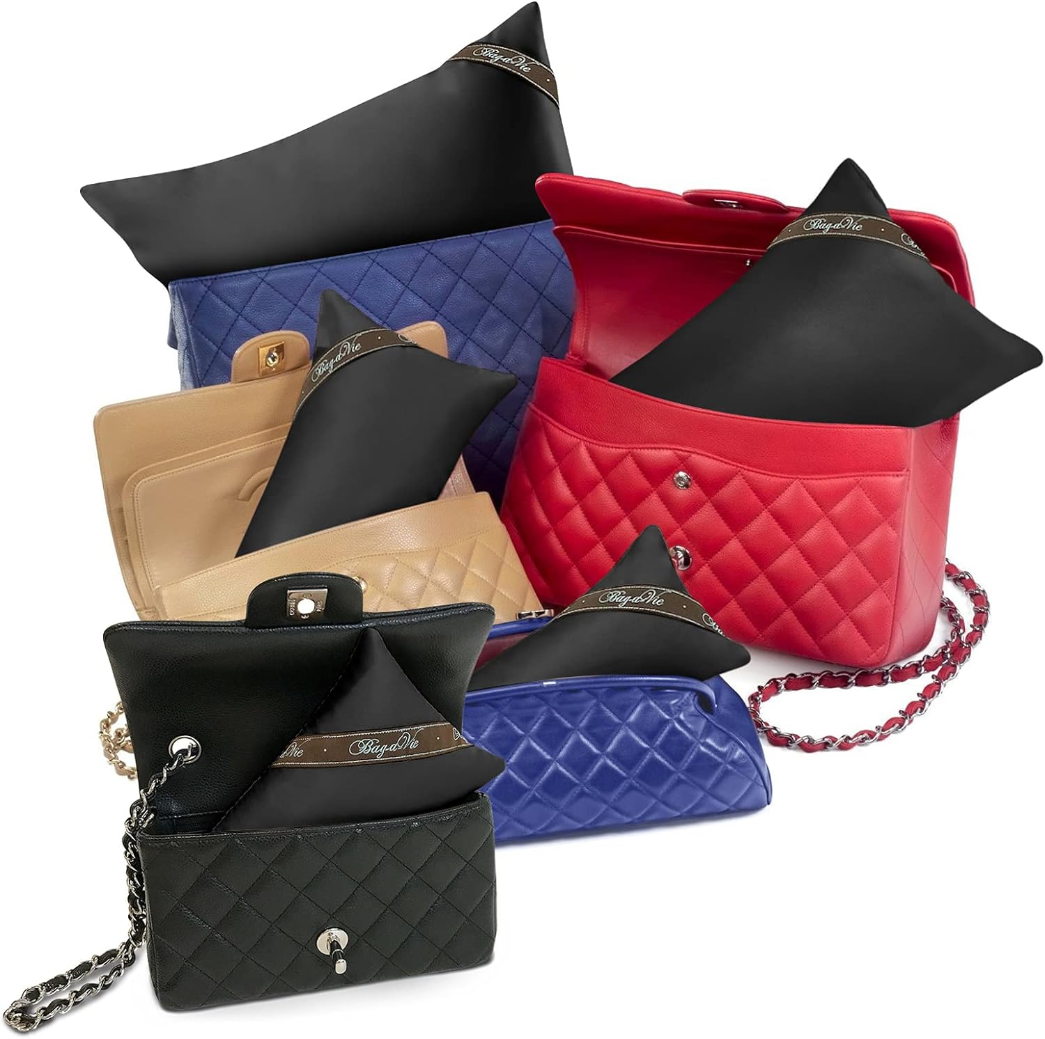 Bag-a-Vie Purse Pillow Shaper Insert - Luxury Purse and Handbag Shapers [5-Pack] Champagne