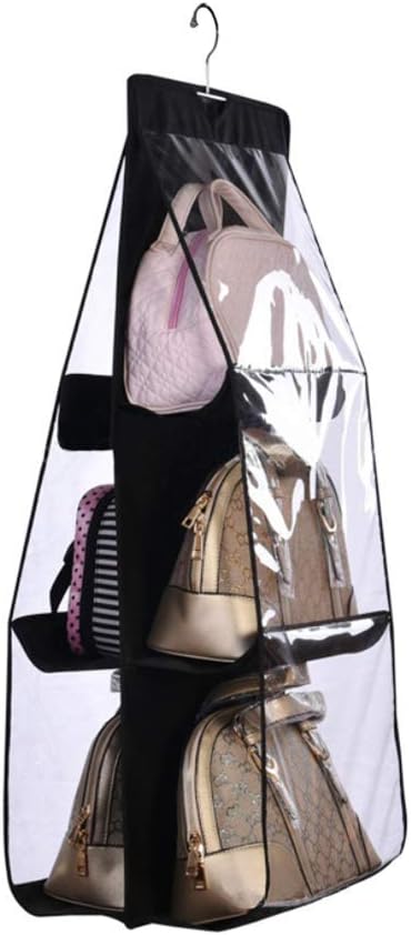 Double Sided Dust Proof Handbag Organizer with 6 Clear Pockets Double Sided Dust Proof Handbag Organizer with 6 Clear Pockets