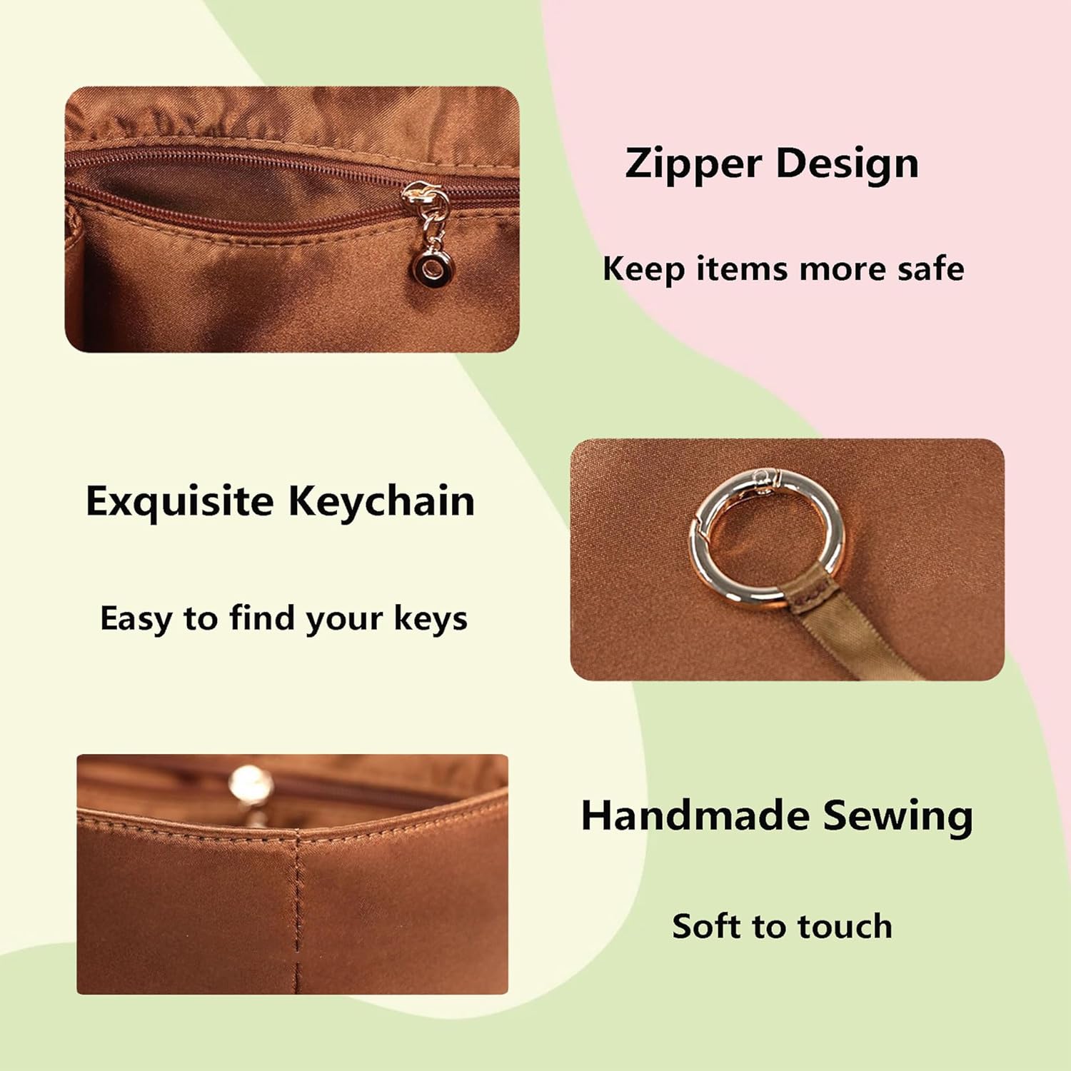 doxo silk smooth purse organizer insert for picotin 1822 bags tote bag shapers for luxury handbags pc18black 1