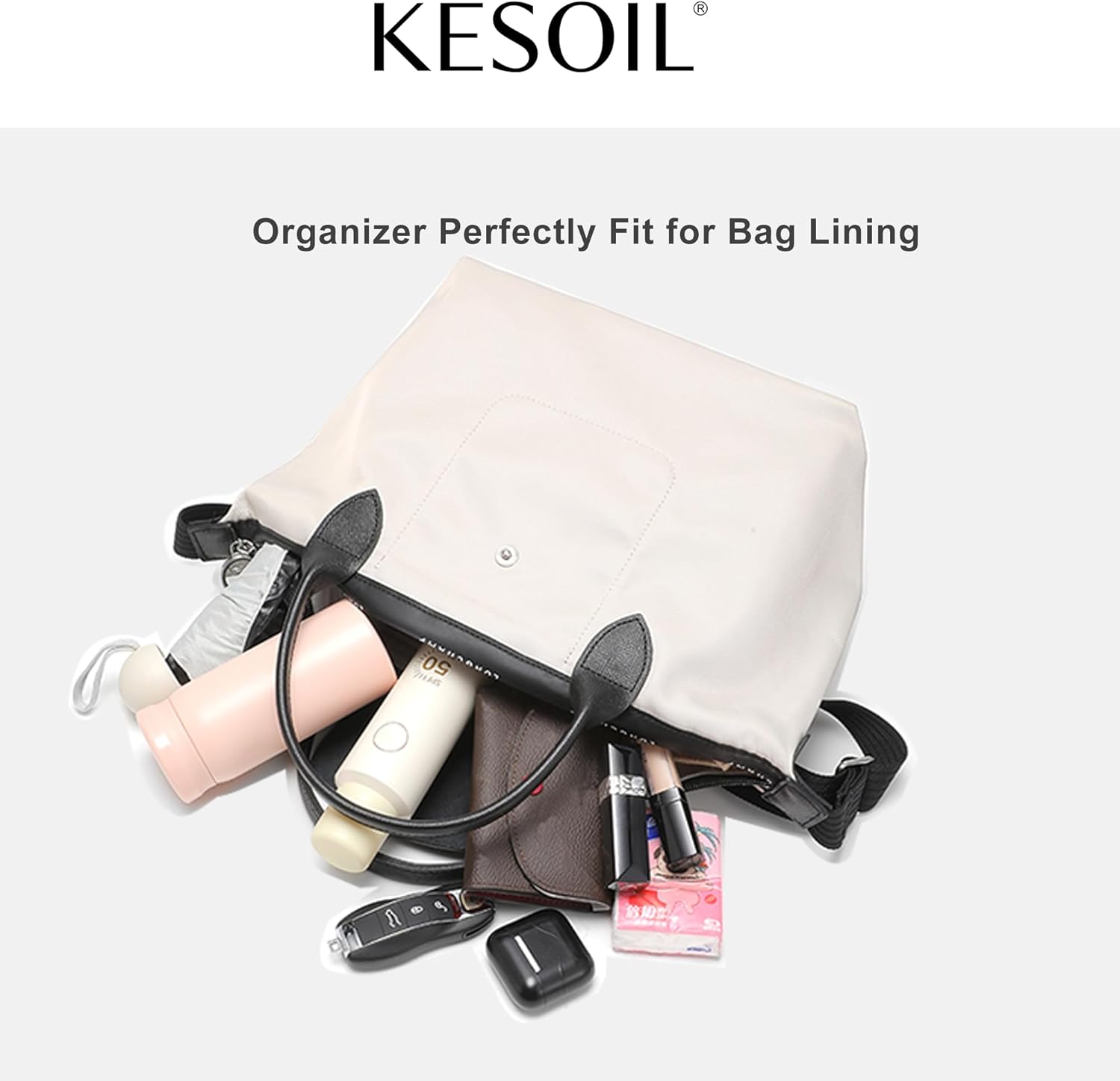 KESOIL Purse Organizer,Felt Insert, tote bag Dupont paper waterproof bag in bag,for Longchamp energy small thin and light liner bag(MINI)