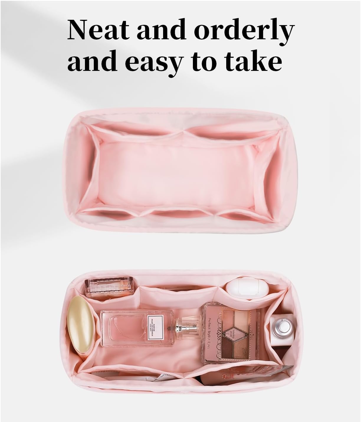 KINGS IN BAG Organizer Insert for Hermes Bags, Luxury Bags Storage with Silk, Fits Lindy 19/26 Bags, Lightweight Shaper for Daily Use, 8 Pockets Large Capacity(Black, Lindy26)