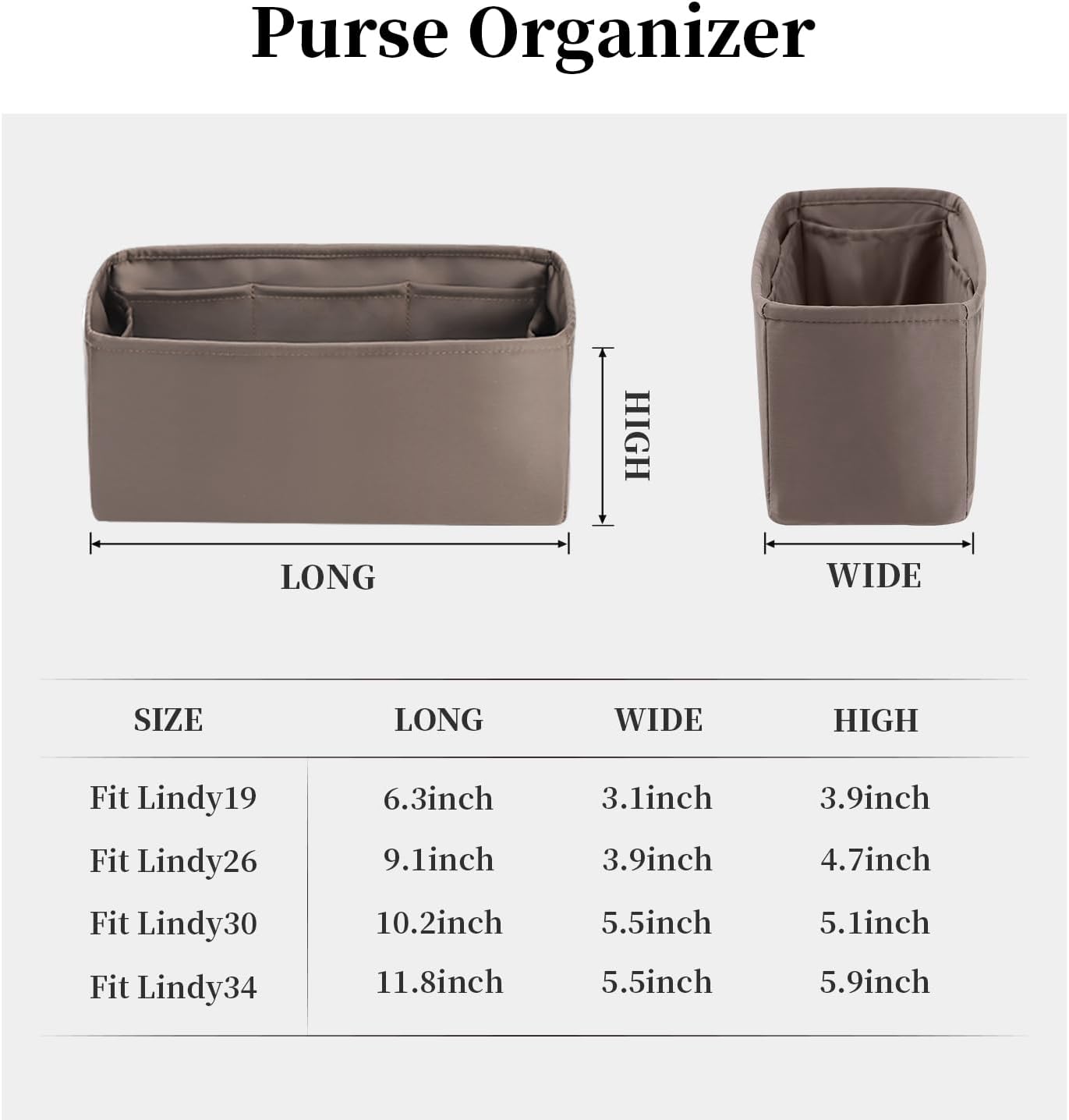 KINGS IN BAG Organizer Insert for Hermes Bags, Luxury Bags Storage with Silk, Fits Lindy 19/26 Bags, Lightweight Shaper for Daily Use, 8 Pockets Large Capacity(Black, Lindy26)