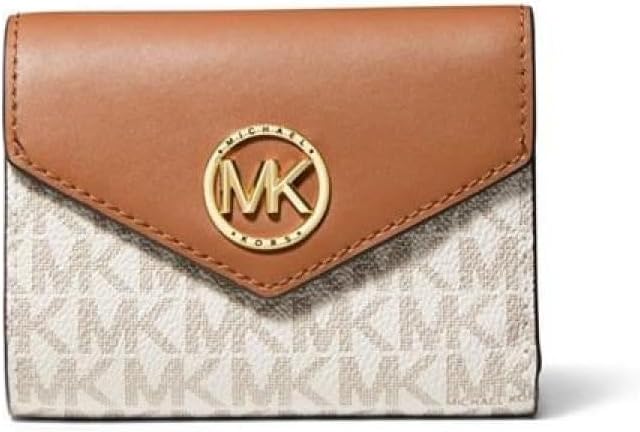 michael kors carmen medium leather envelope trifold vanillaacorn one size