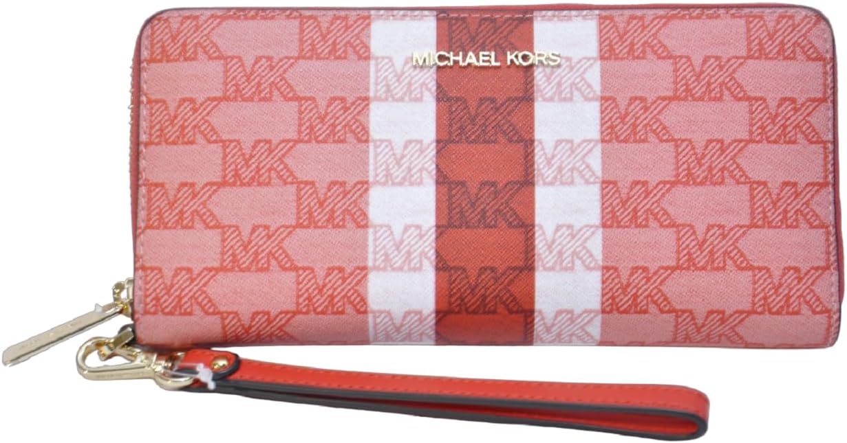 Michael Kors Jet Set Travel Continental Wristlet Signature Striped Logo