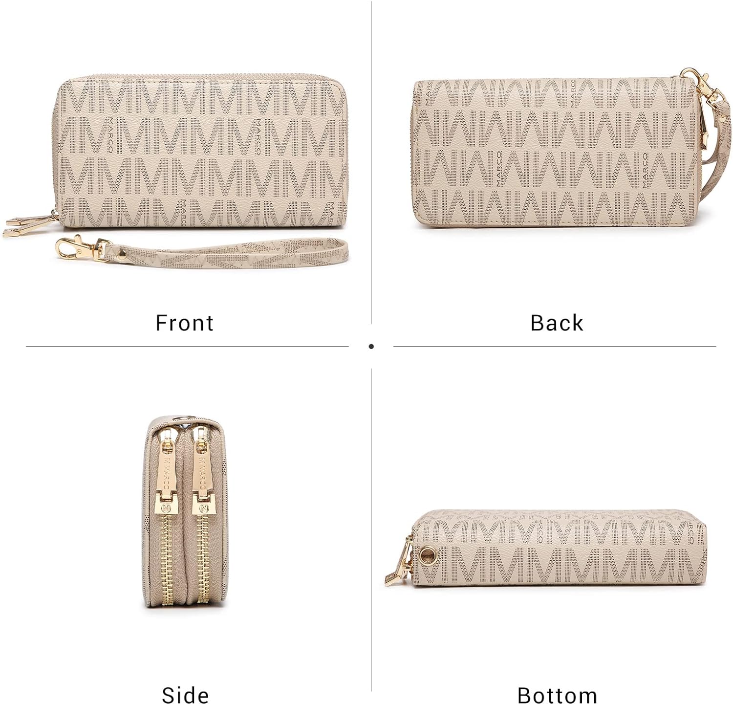 MKP COLLECTION Womens Fashion Double Zip Around Wallet Jean Denim Long Purse Credit Card Holder Bifold Ladies Cluth Wristlet Wrist Strap