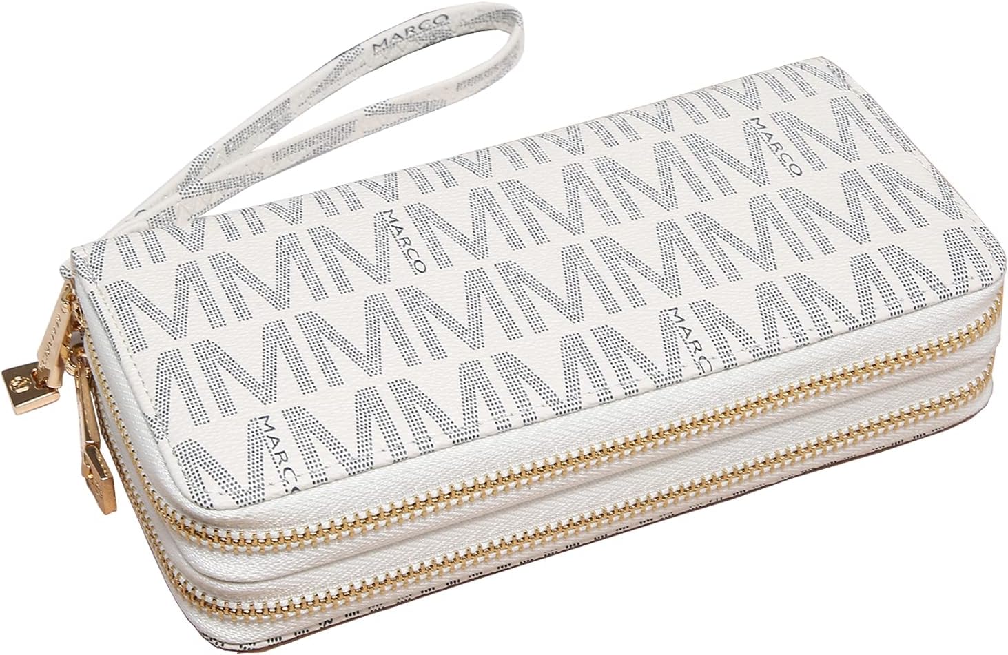 MKP COLLECTION Womens Fashion Double Zip Around Wallet Jean Denim Long Purse Credit Card Holder Bifold Ladies Cluth Wristlet Wrist Strap