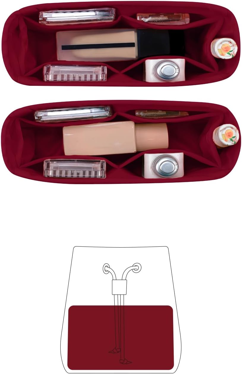 Organizer for Luxury Bag with Silky Satin, Tote Bag Inner and Purse Bags Storage Fit for Neonoe BB/MM/2022 MM Bags, 14 Pockets Capacity, Lightweight for Daily Use(Ruby, Neonoe MM)