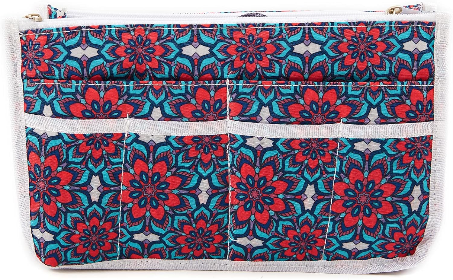periea chelsy purse organizer insert with handles 13 pockets 3 sizes black with multi color dots medium 3