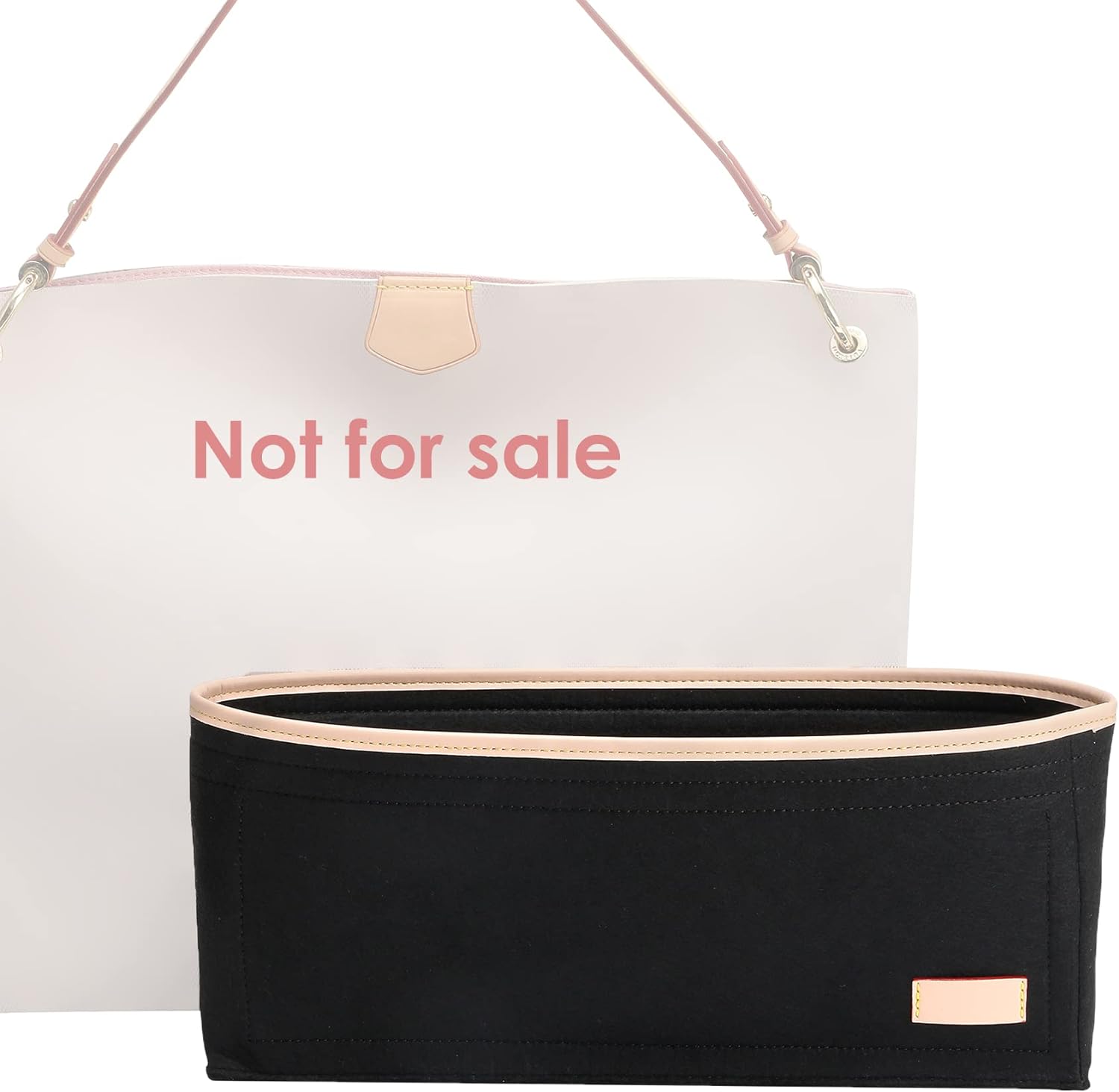 Purse Organizer Insert for Handbags, Graceful PM Felt Organizer Insert with Base Shaper Zipper Bag in Bag Sturdy (Felt-Black, Slender Mudium)