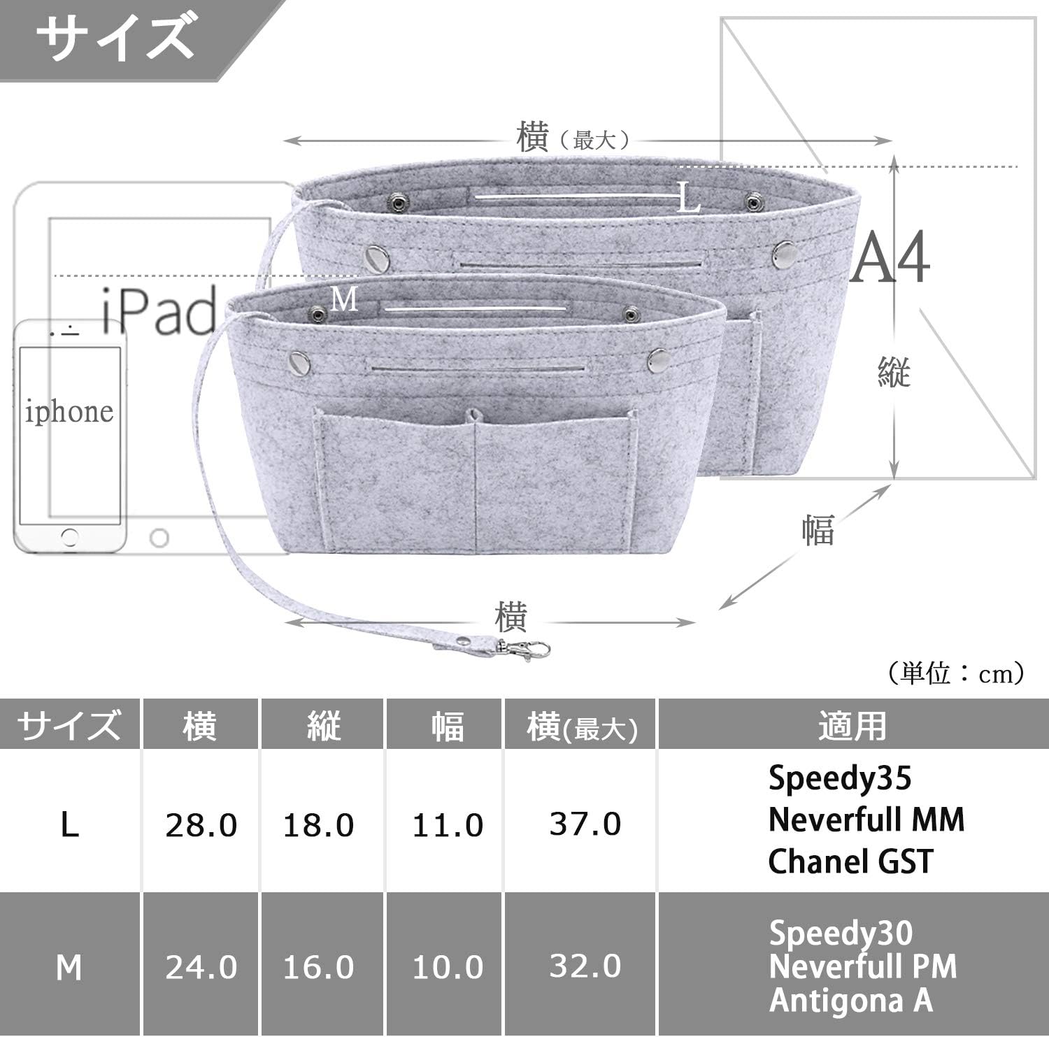 VANCORE Purse Organizer Insert for Handbags, Felt Bag Organizer for Tote  Purse, Tote Bag Organizer Insert Fit Speedy Neverful and More, Nude Small