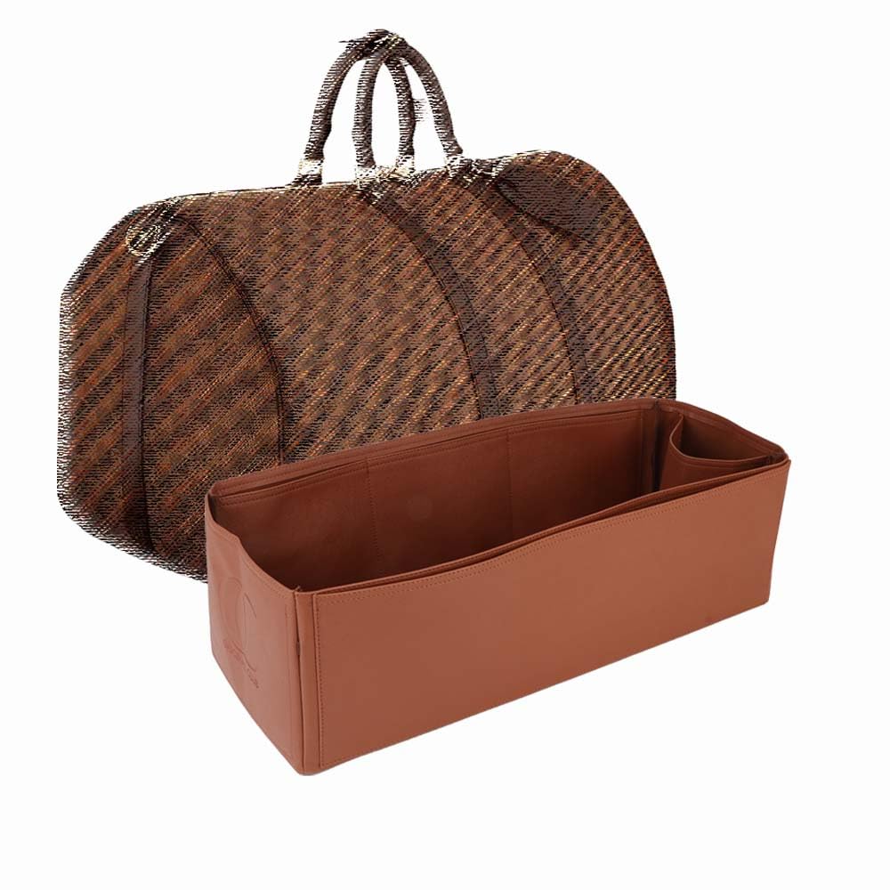 vegan leather handbag organizer in tan brown color compatible for the designer bag keepall 55